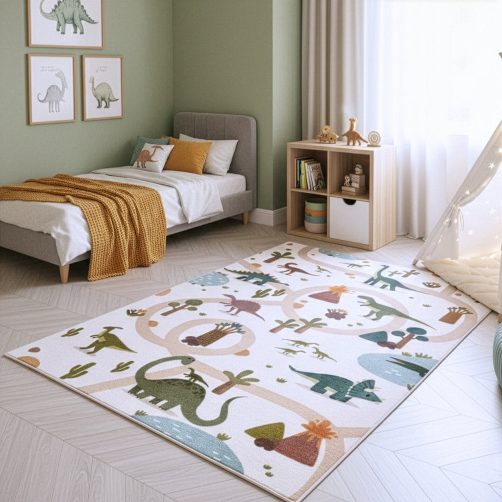 Mini 1131 creme Dinosaurier Muster
