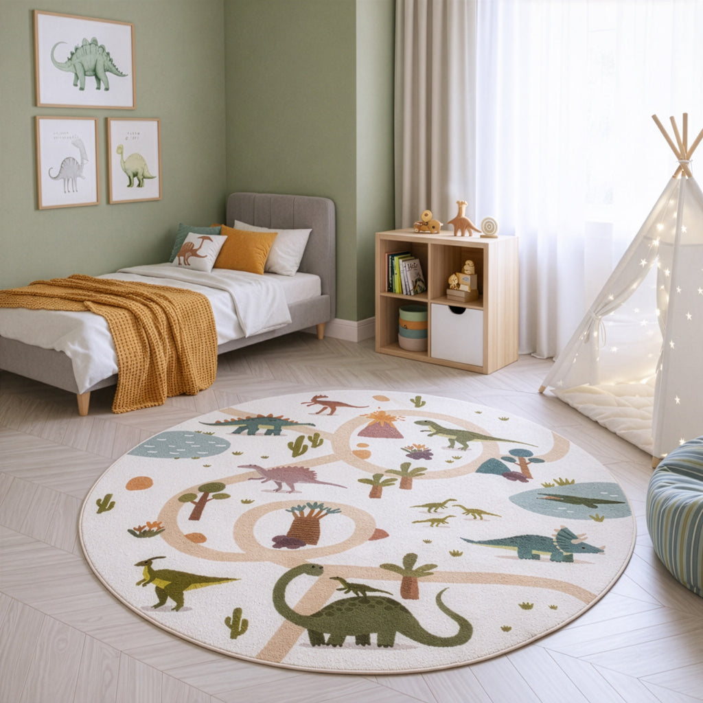 Mini 1131 creme Dinosaurier Muster