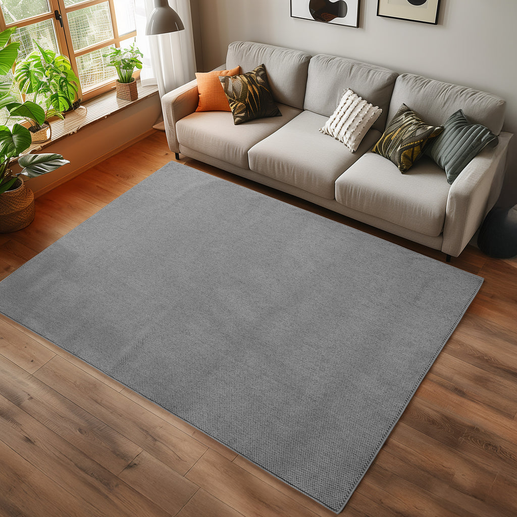 Hira 2200 grau, geflochtener weichflor Teppich, tolle Musterungen