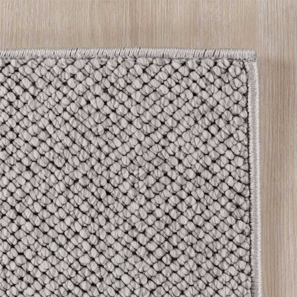 Hira 2200 grau, geflochtener weichflor Teppich, tolle Musterungen