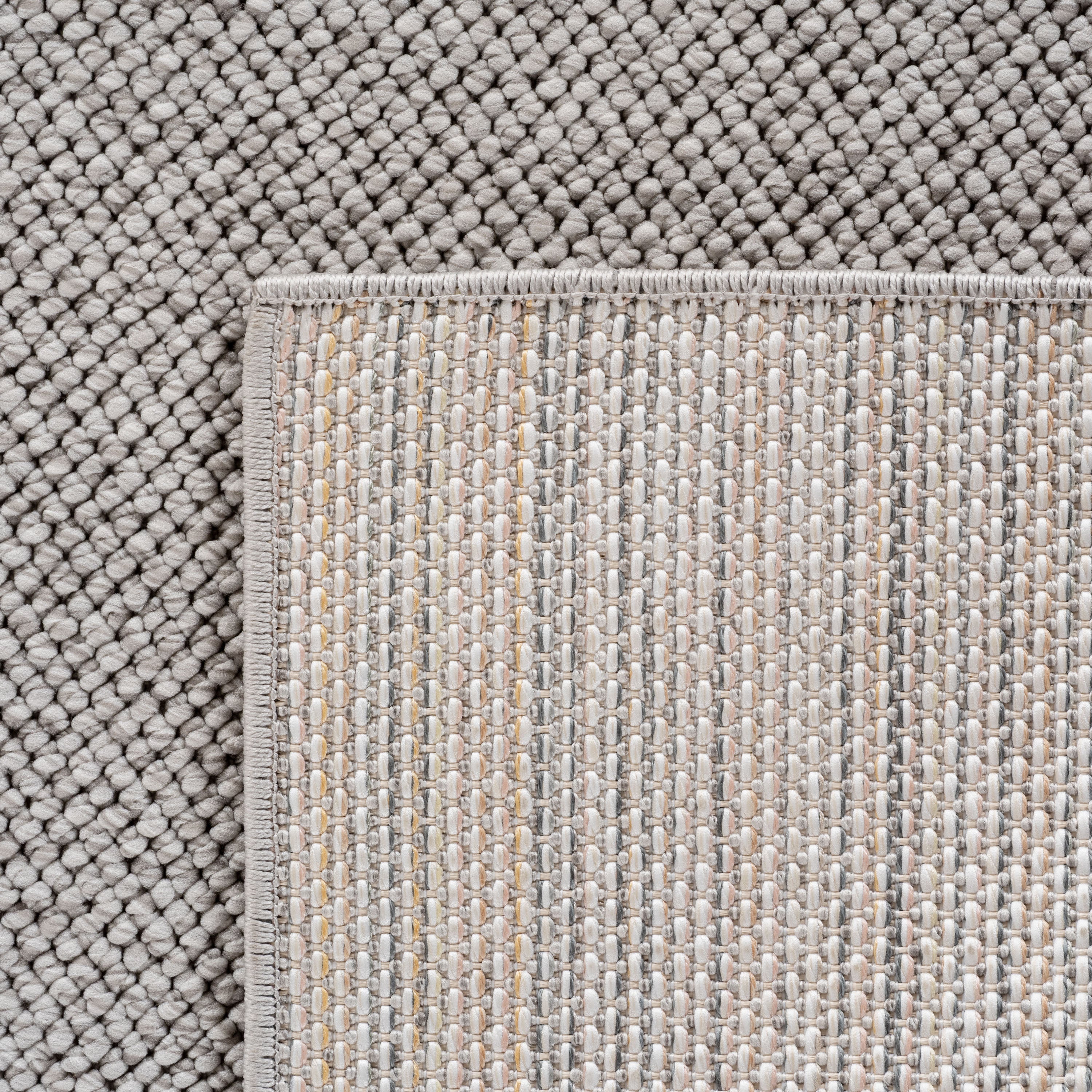 Hira 2200 grau, geflochtener weichflor Teppich, tolle Musterungen