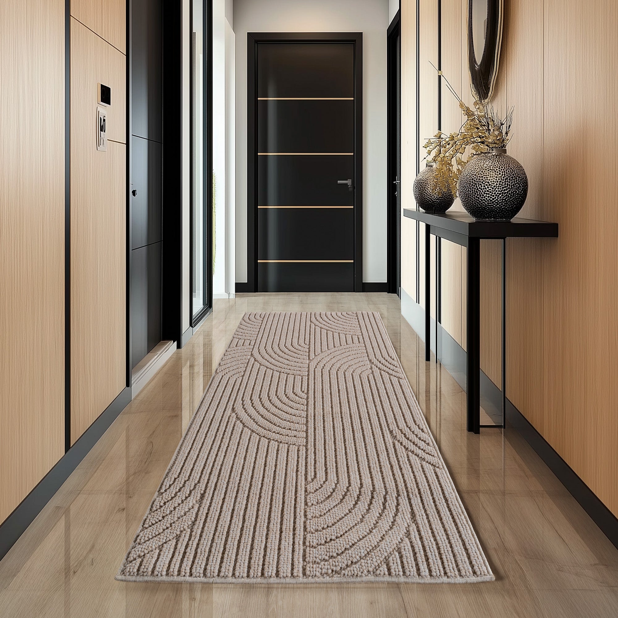 Hira 2201 beige, geflochtener weichflor Teppich, tolle Musterungen