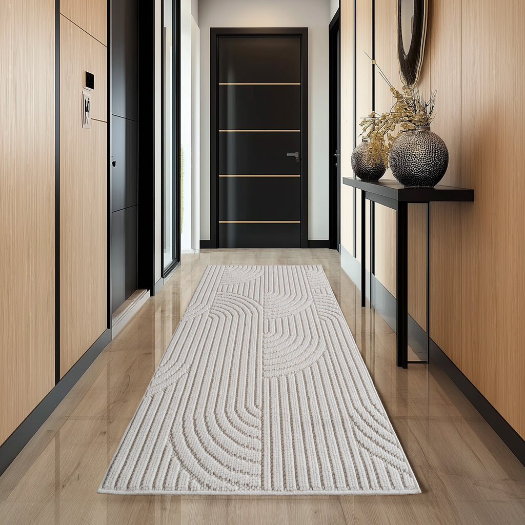 Hira 2201 creme, geflochtener weichflor Teppich, tolle Musterungen
