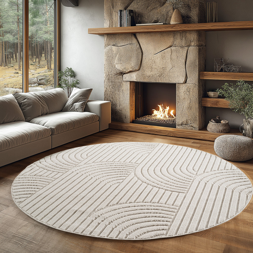 Hira 2201 creme, geflochtener weichflor Teppich, tolle Musterungen