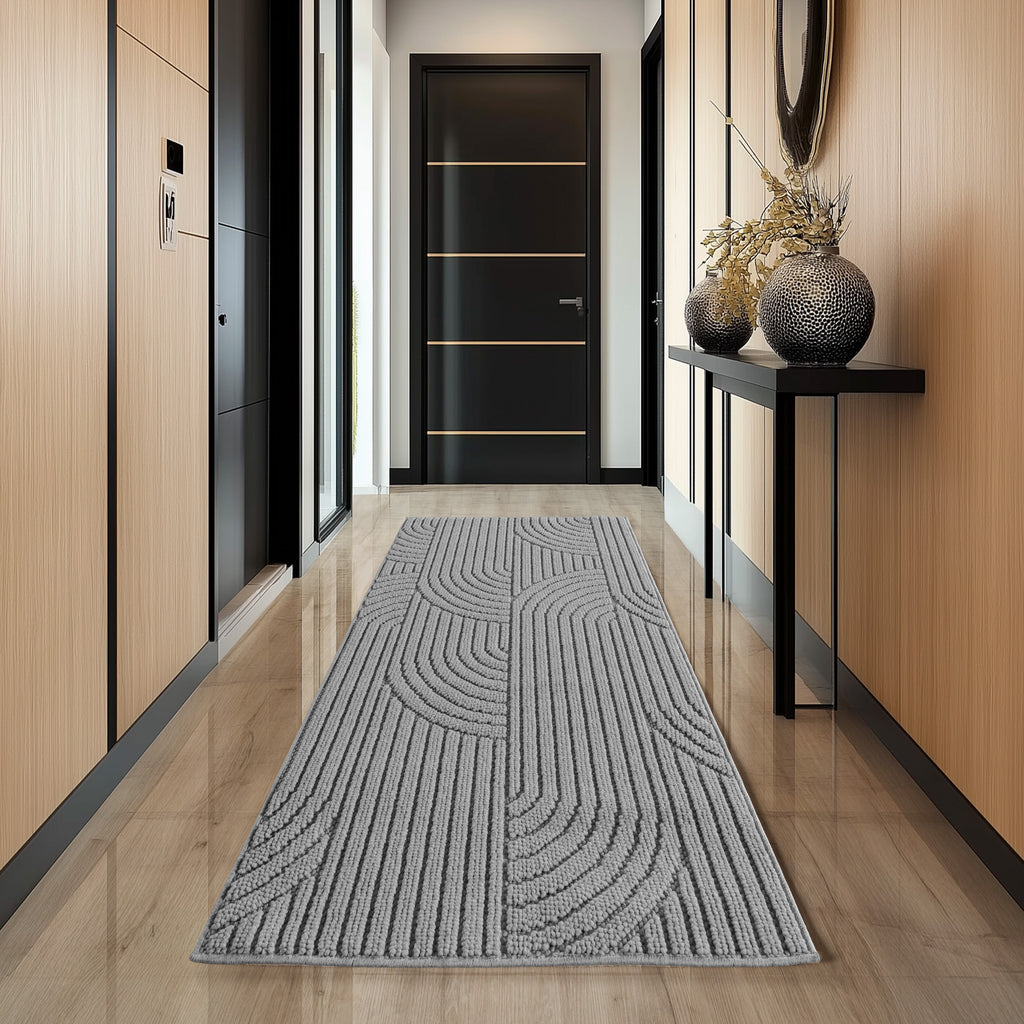 Hira 2201 grau, geflochtener weichflor Teppich, tolle Musterungen