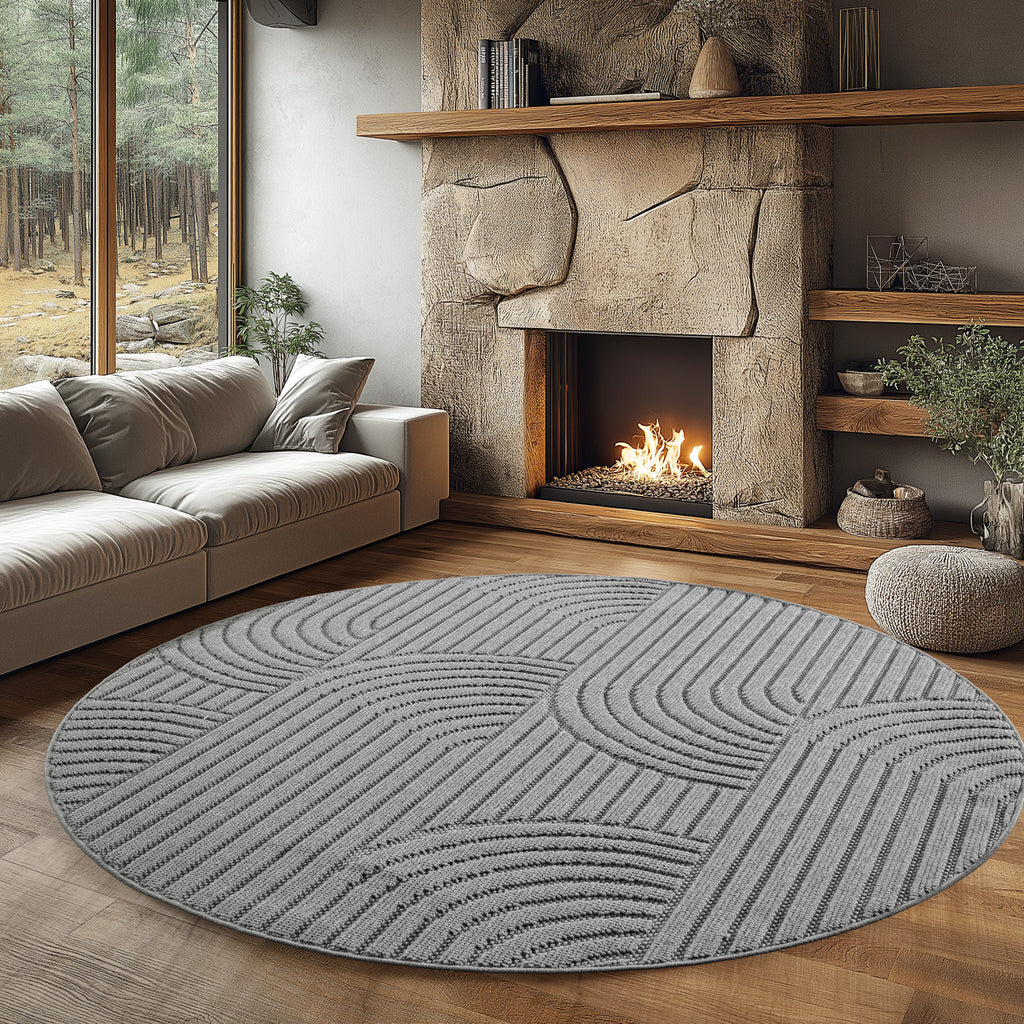 Hira 2201 grau, geflochtener weichflor Teppich, tolle Musterungen