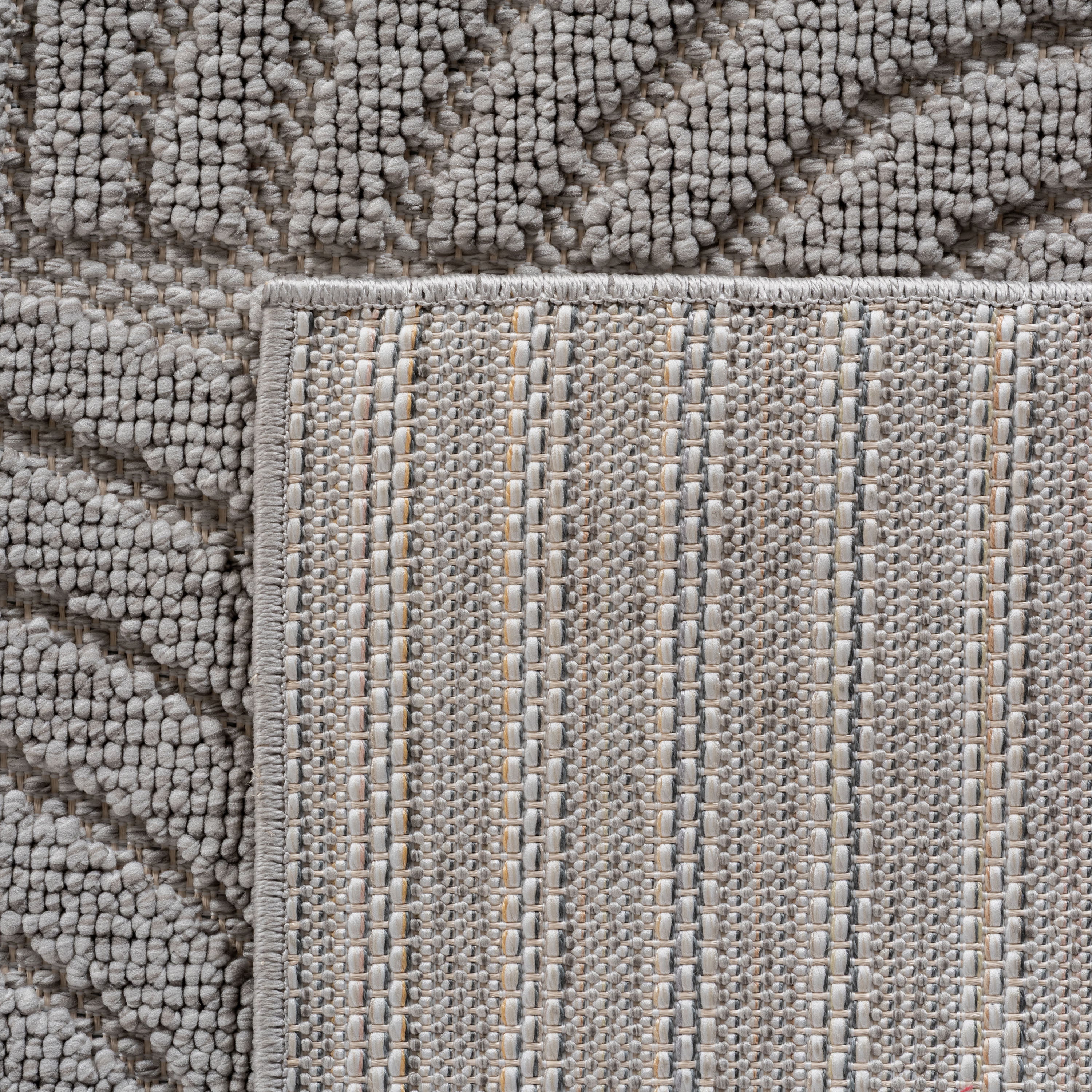 Hira 2201 grau, geflochtener weichflor Teppich, tolle Musterungen
