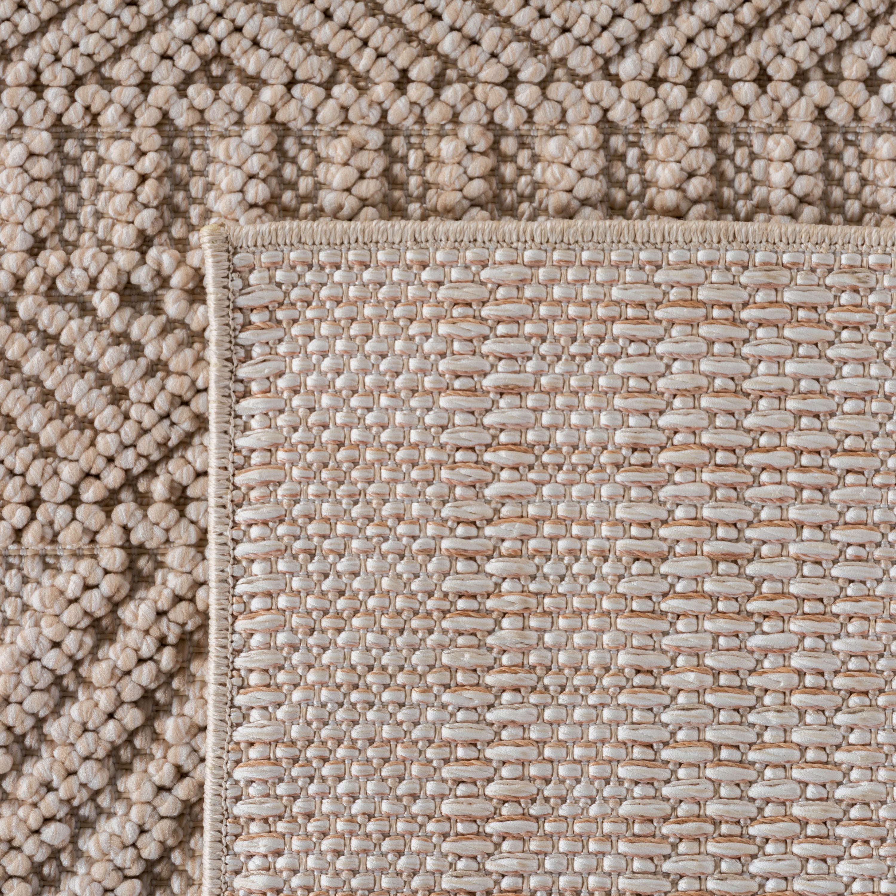 Hira 2202 beige, geflochtener weichflor Teppich, tolle Musterungen