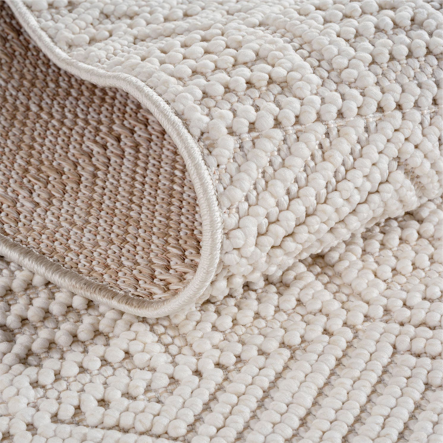 Hira 2202 creme, geflochtener weichflor Teppich, tolle Musterungen