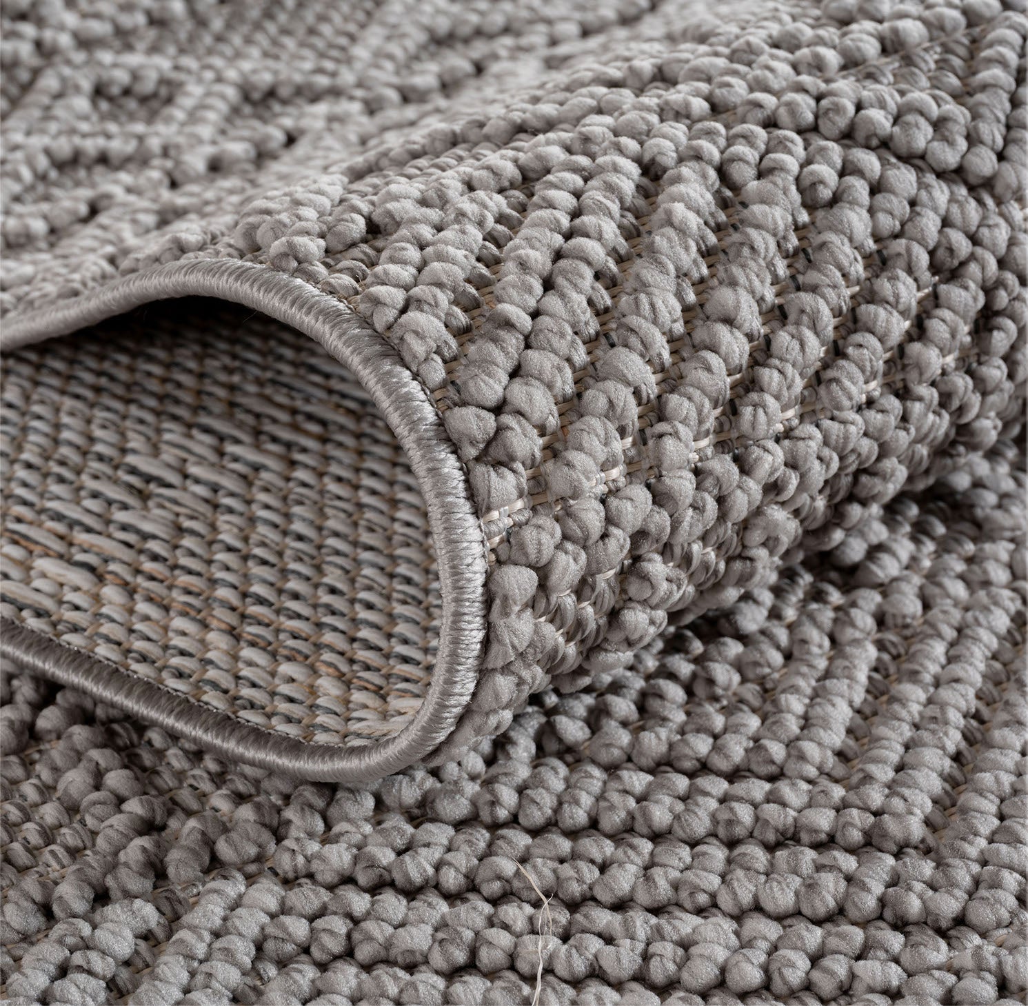 Hira 2202 grau, geflochtener weichflor Teppich, tolle Musterungen