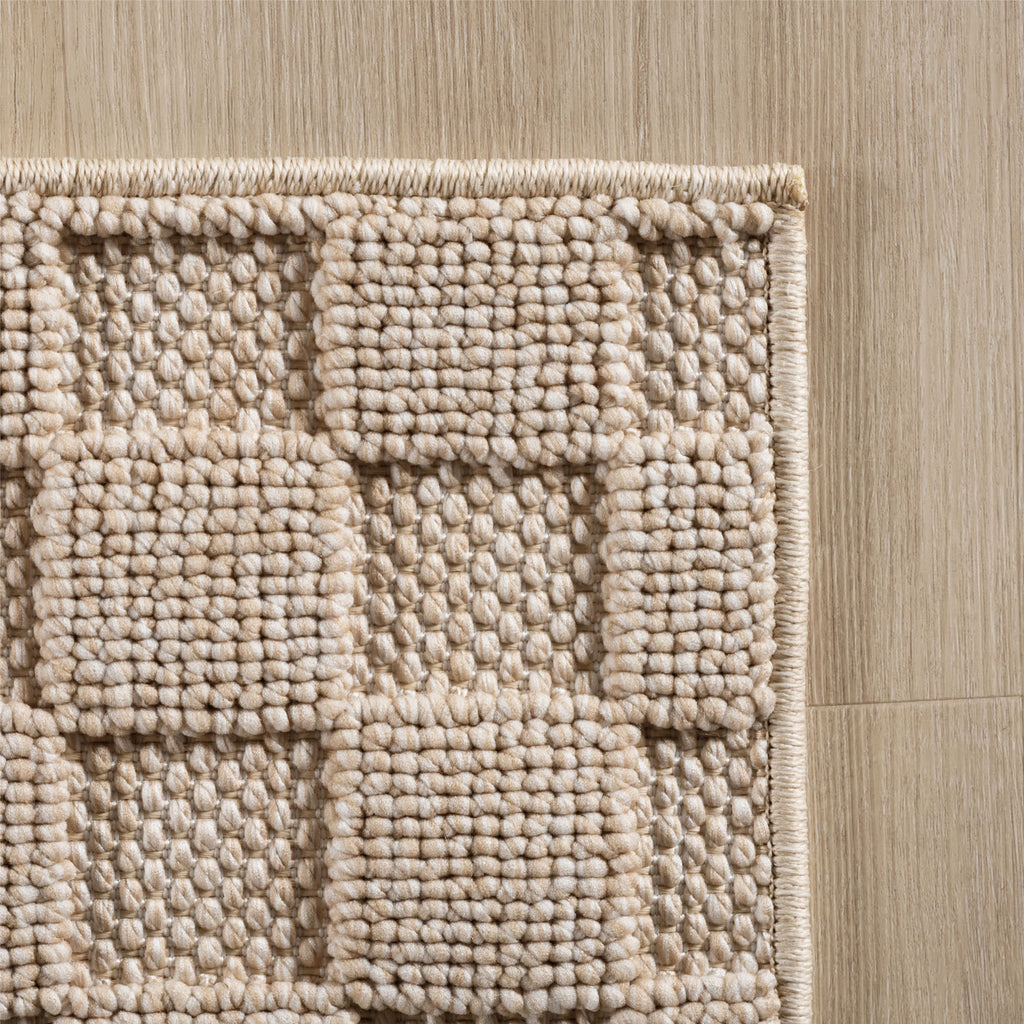 Hira 2203 beige, geflochtener weichflor Teppich, tolle Musterungen