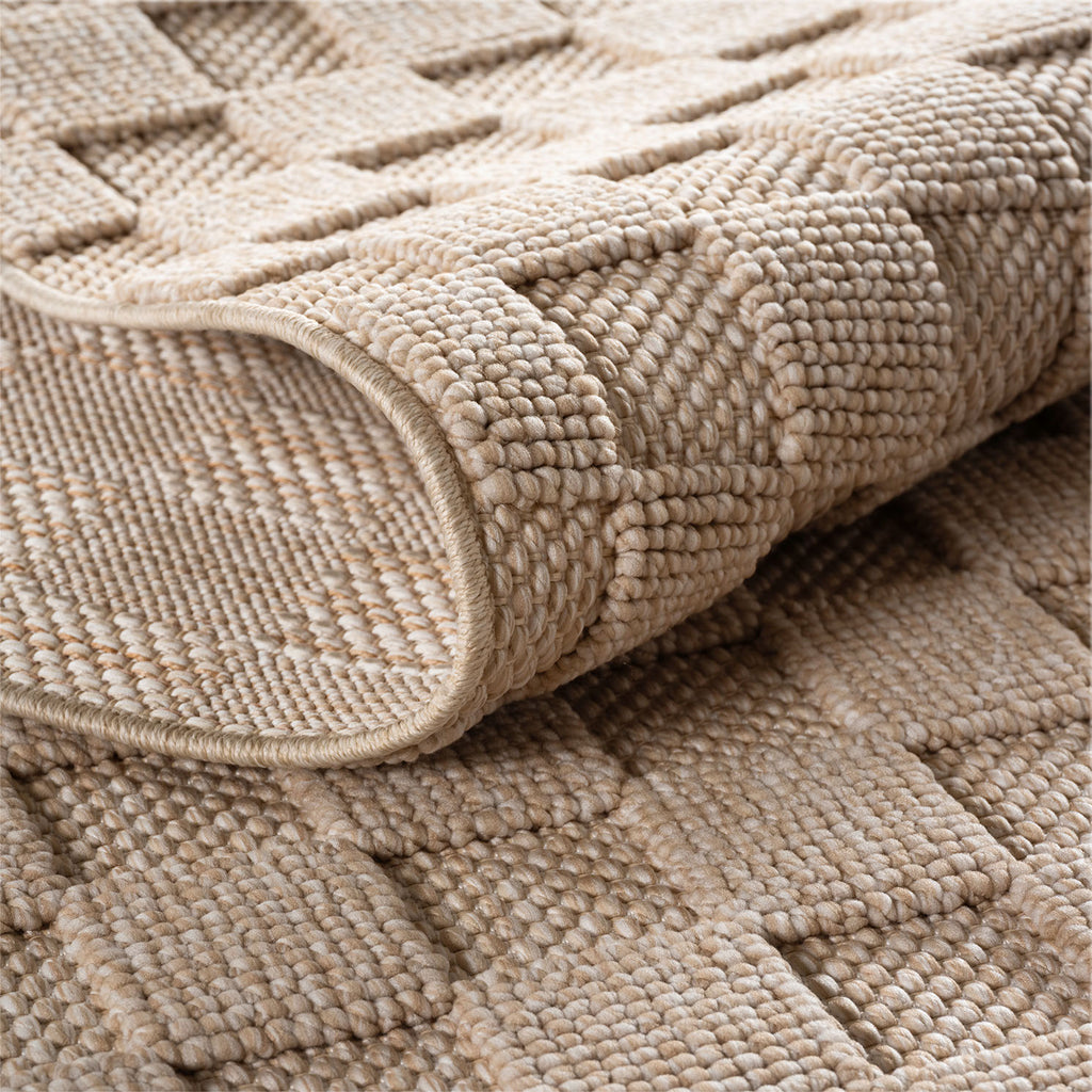 Hira 2203 beige, geflochtener weichflor Teppich, tolle Musterungen