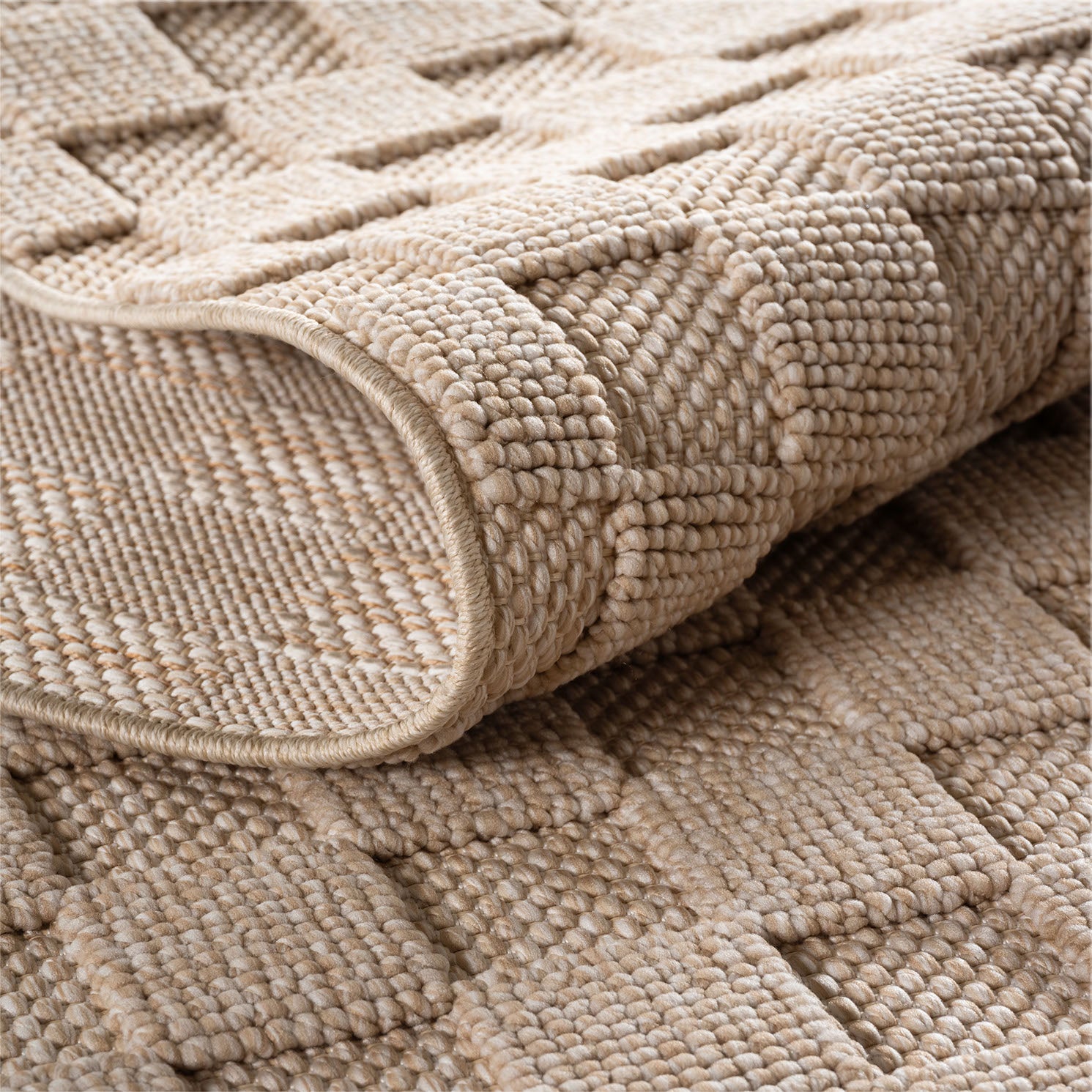 Hira 2203 beige, geflochtener weichflor Teppich, tolle Musterungen
