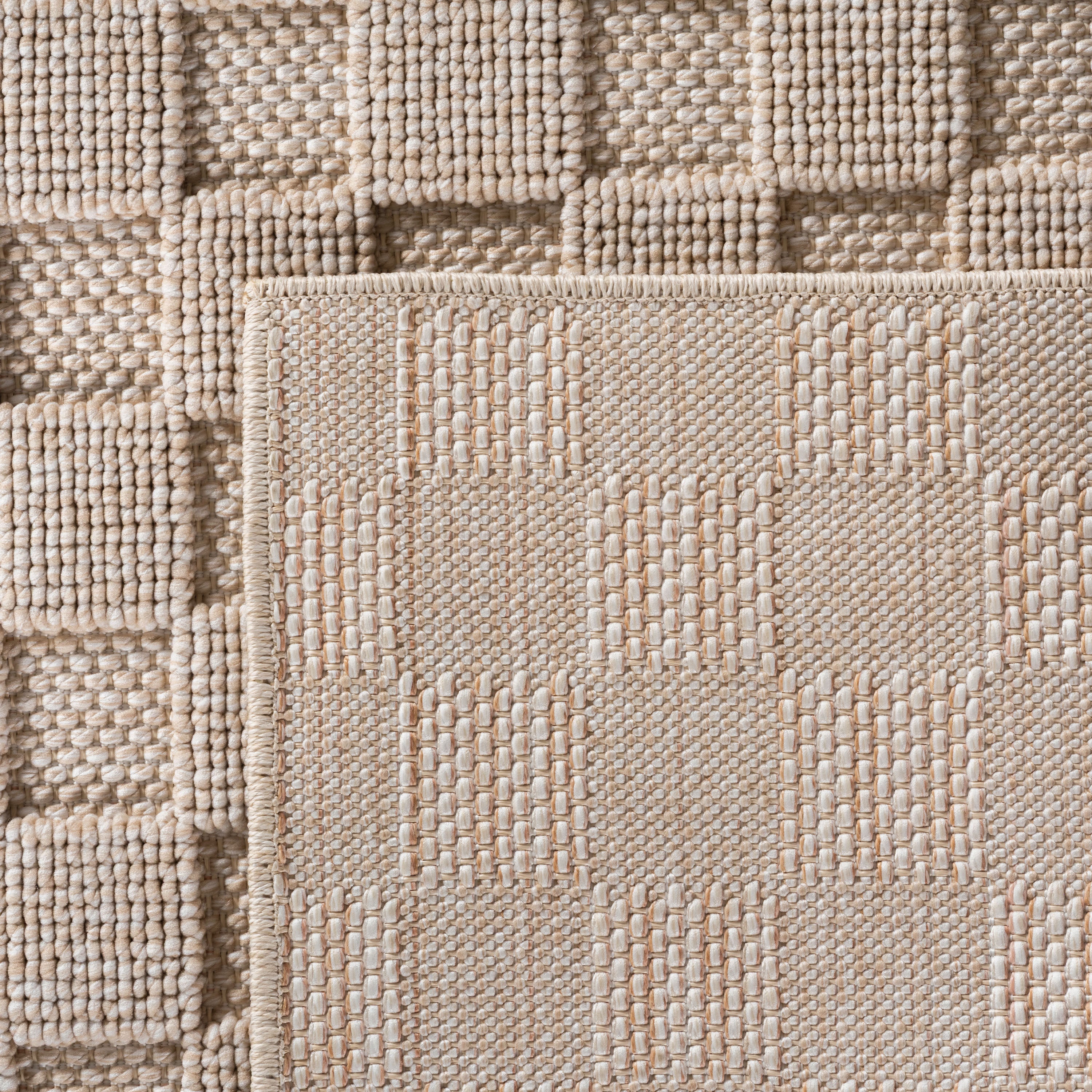 Hira 2203 beige, geflochtener weichflor Teppich, tolle Musterungen