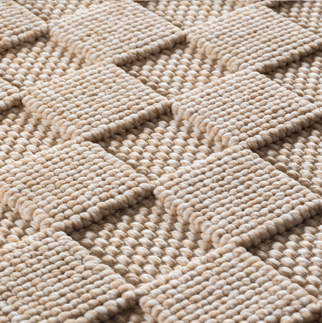 Hira 2203 beige, geflochtener weichflor Teppich, tolle Musterungen