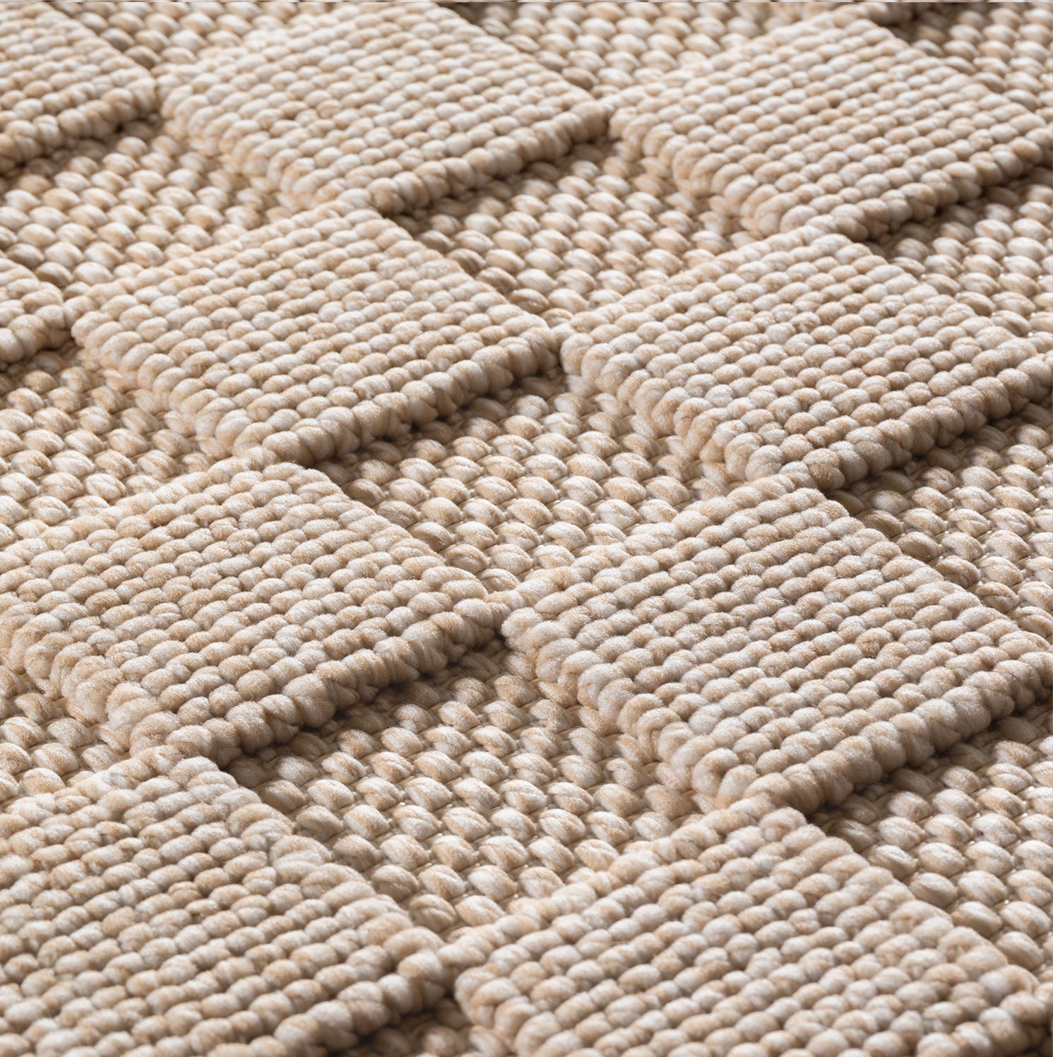 Hira 2203 beige, geflochtener weichflor Teppich, tolle Musterungen