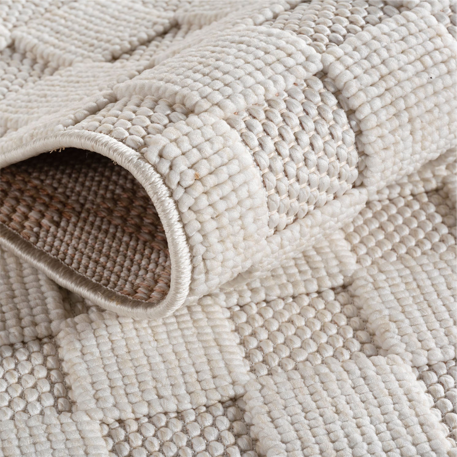 Hira 2203 creme, geflochtener weichflor Teppich, tolle Musterungen