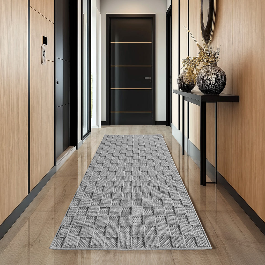 Hira 2203 grau, geflochtener weichflor Teppich, tolle Musterungen