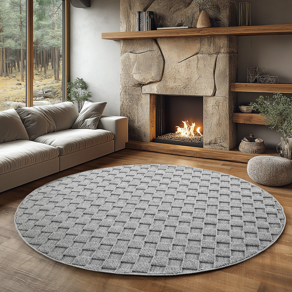 Hira 2203 grau, geflochtener weichflor Teppich, tolle Musterungen