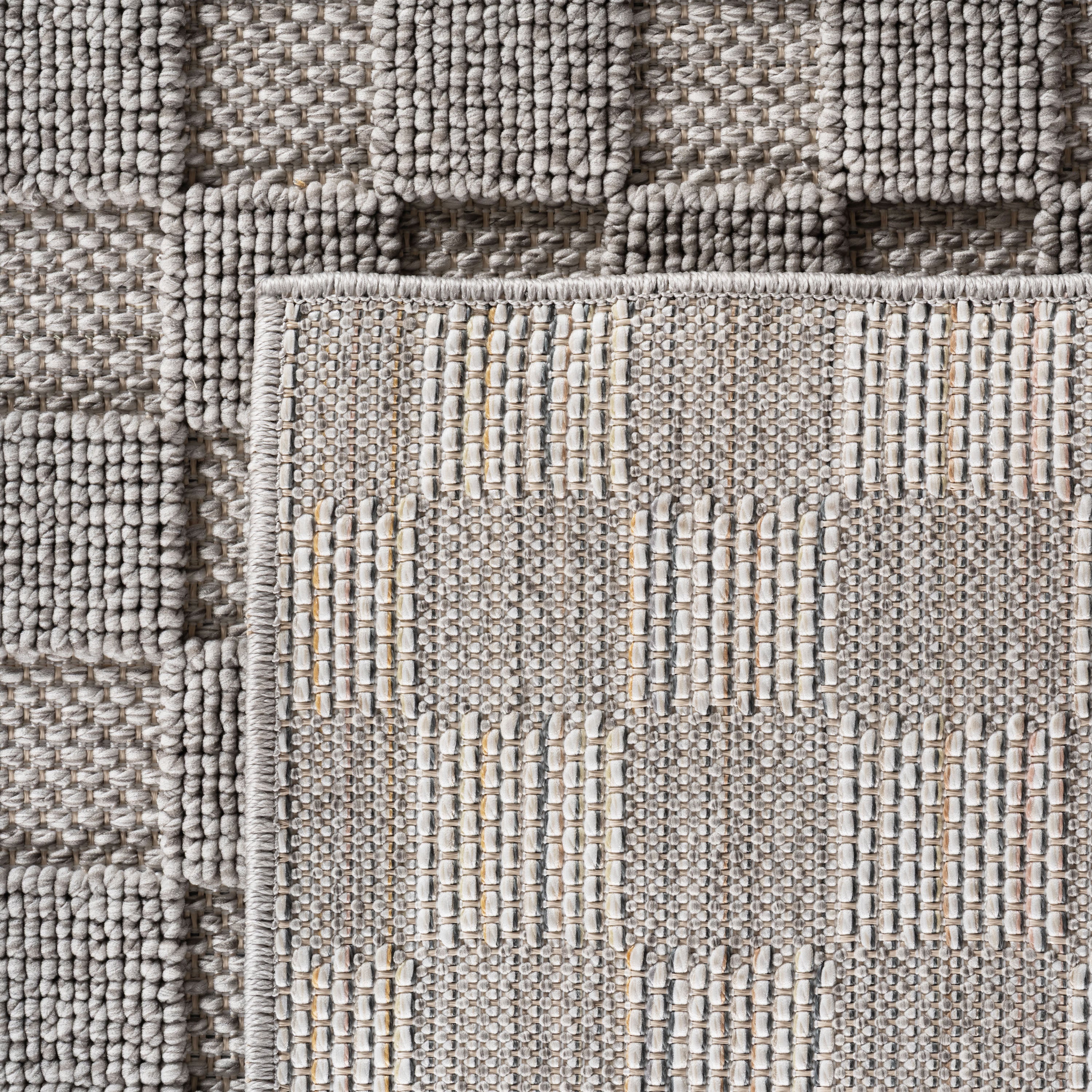 Hira 2203 grau, geflochtener weichflor Teppich, tolle Musterungen