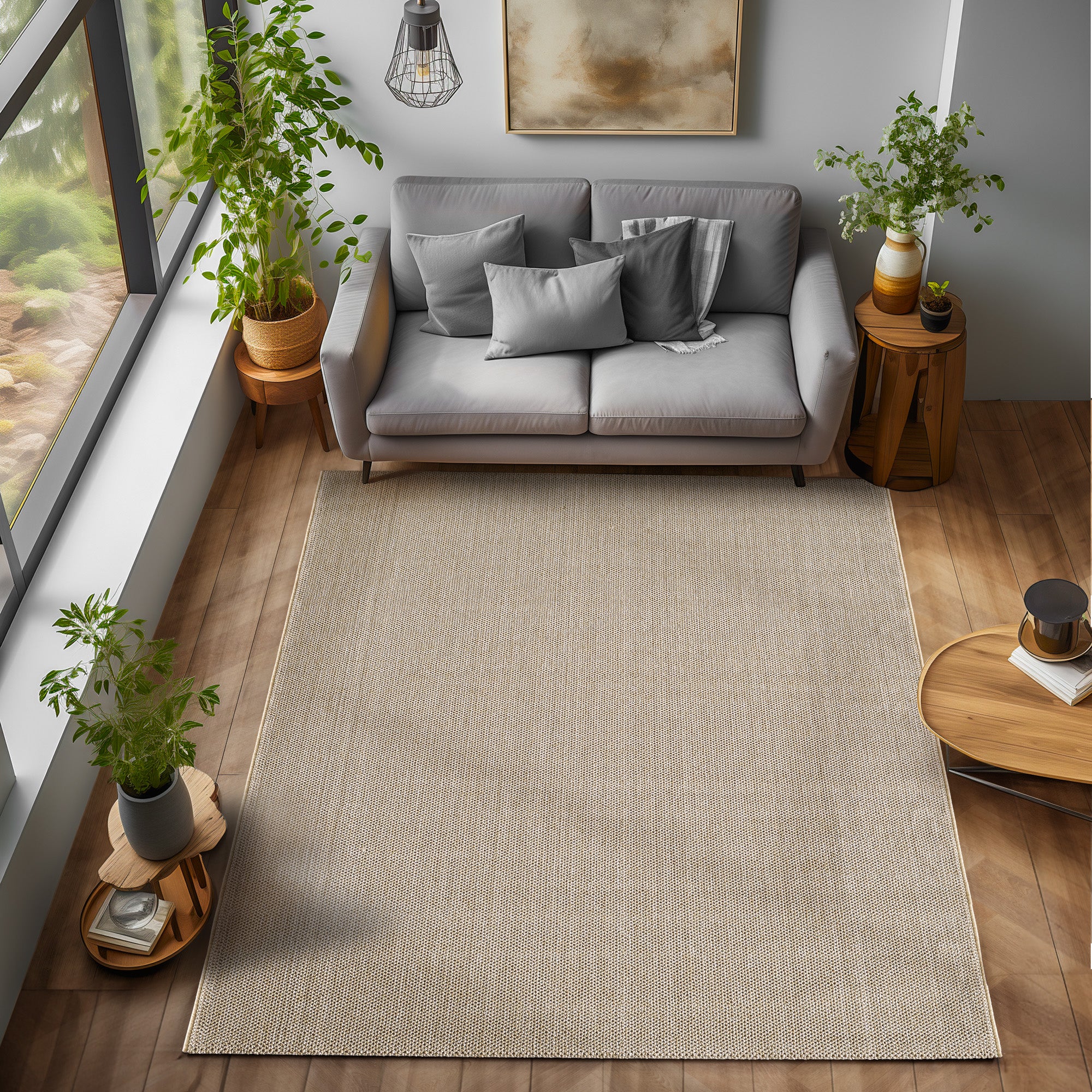 Lena 4300 beige geflochtener Weichflor Teppich