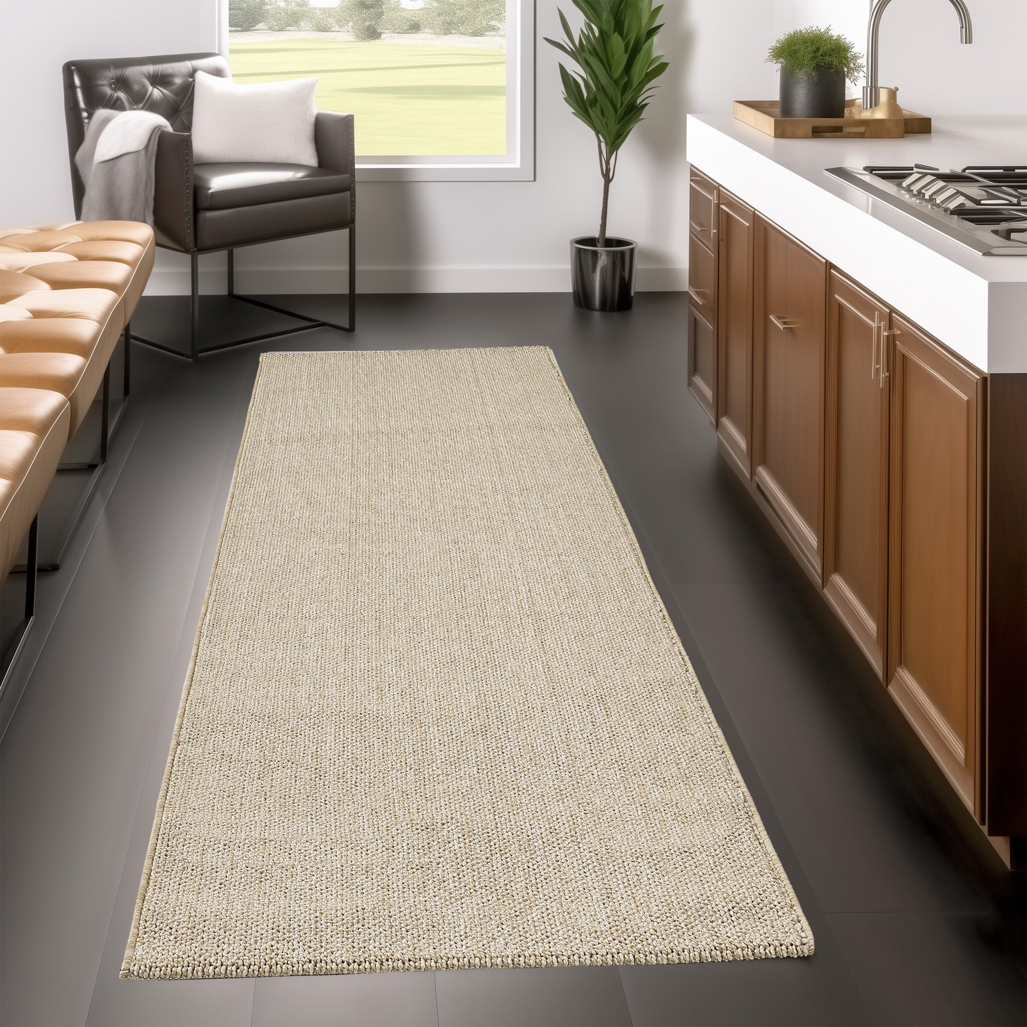 Lena 4300 beige geflochtener Weichflor Teppich