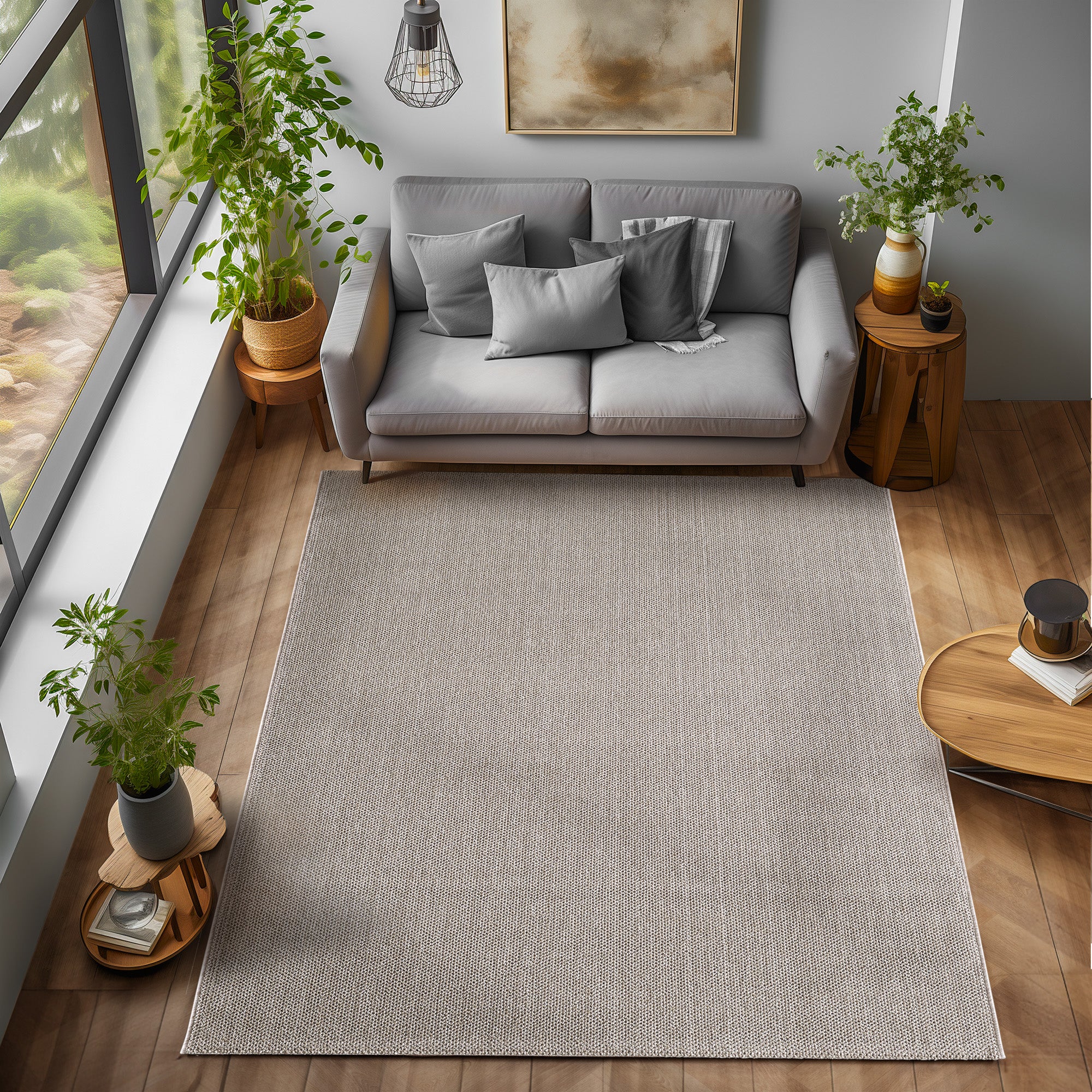 Lena 4300 braun geflochtener Weichflor Teppich