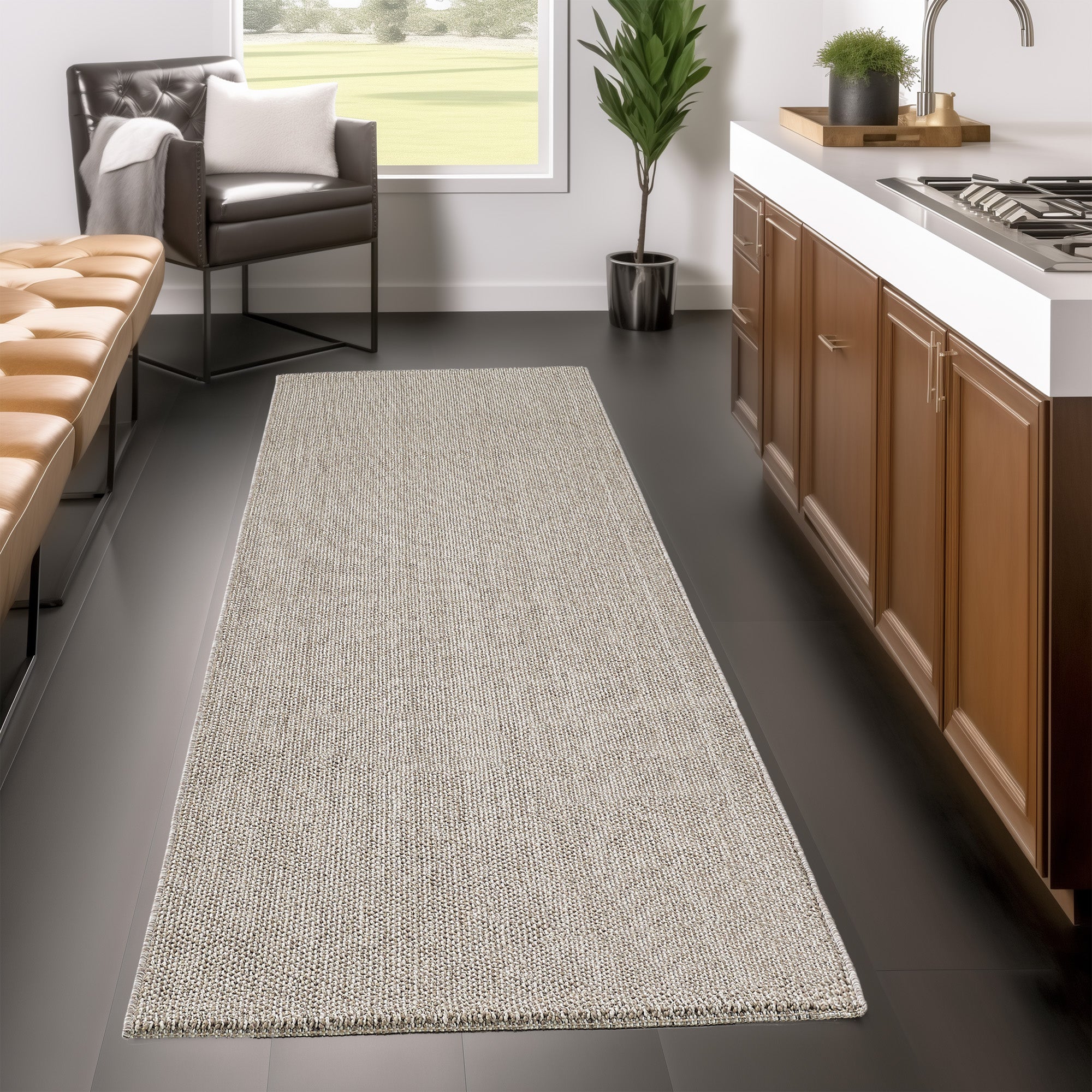 Lena 4300 braun geflochtener Weichflor Teppich