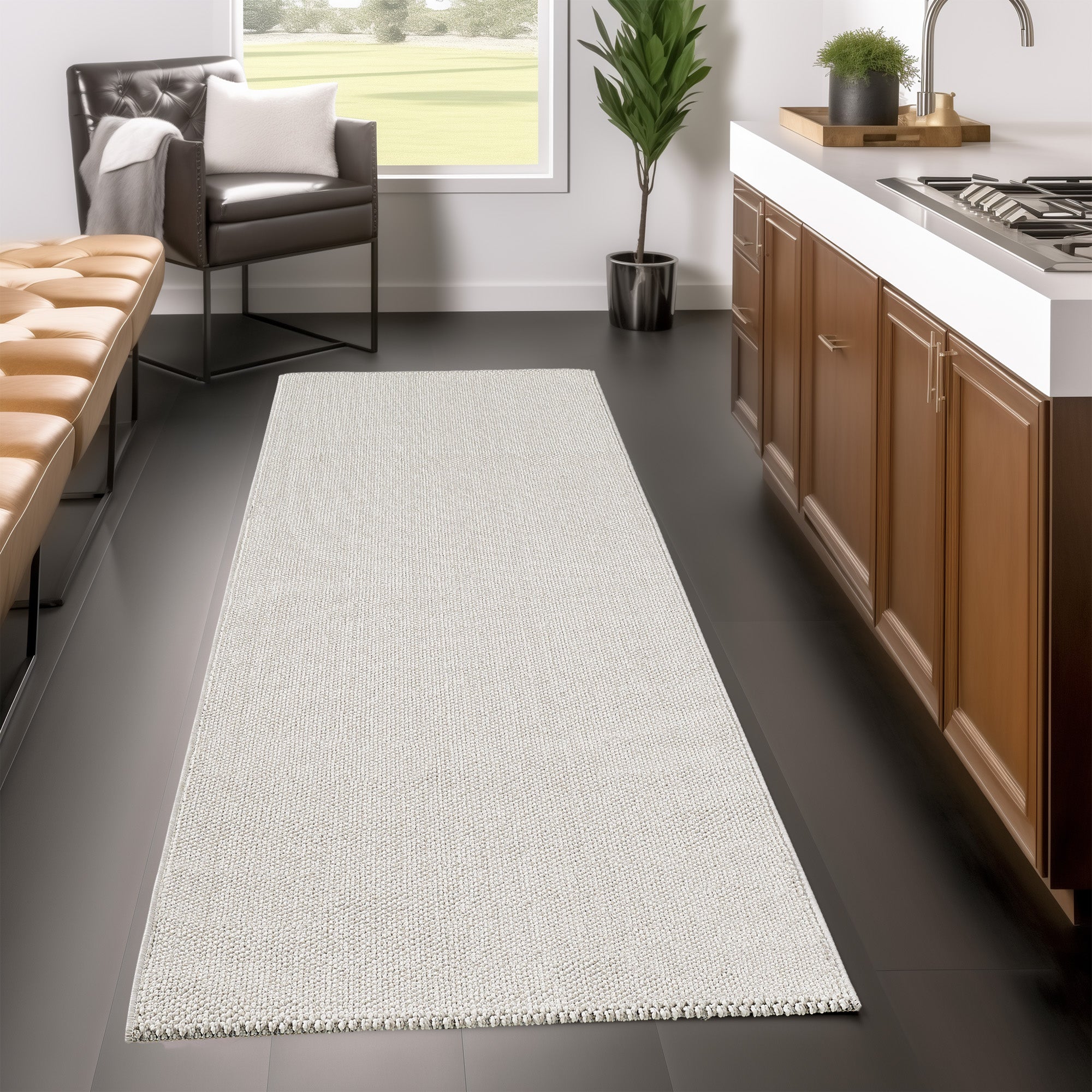 Lena 4300 creme geflochtener Weichflor Teppich