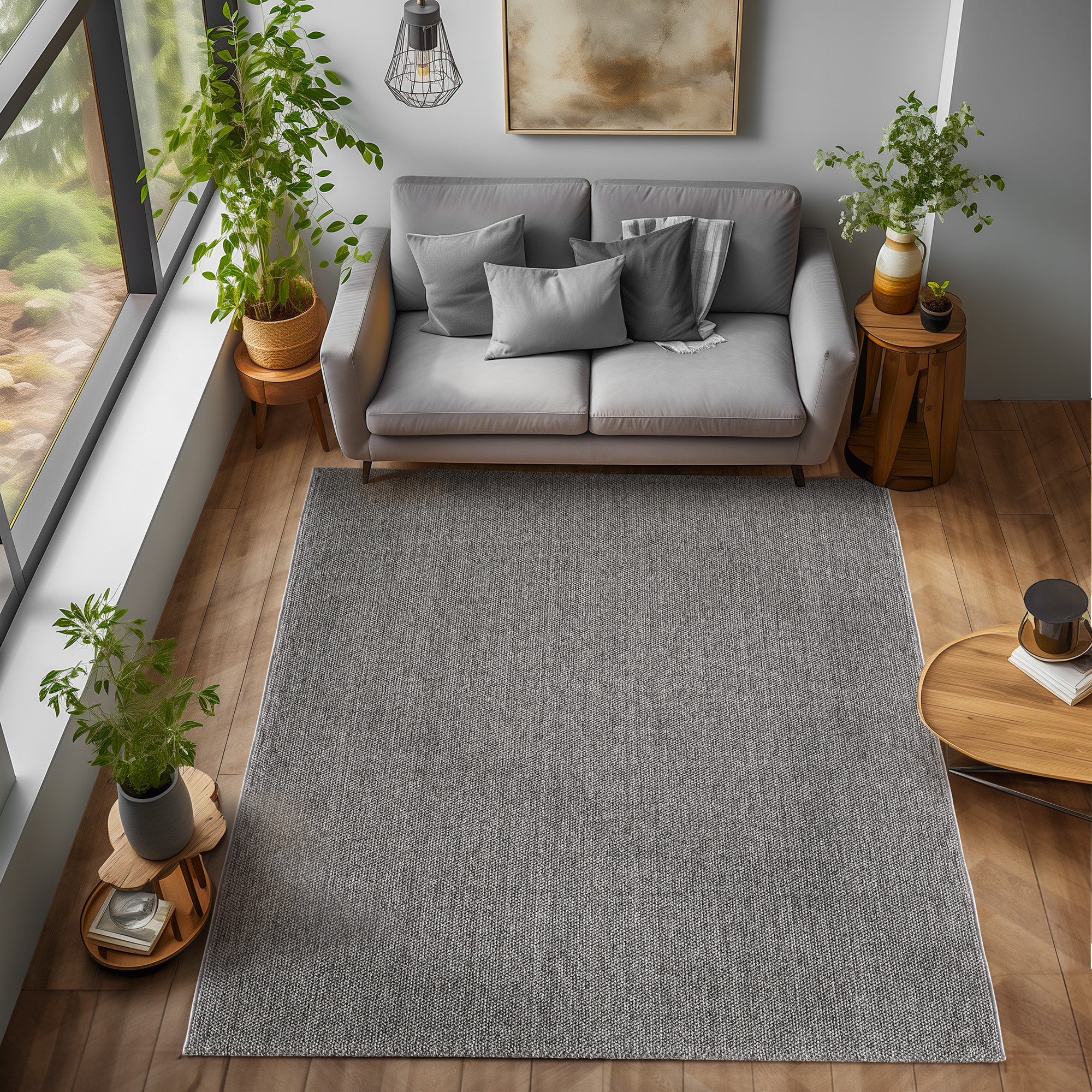 Lena 4300 grau geflochtener Weichflor Teppich