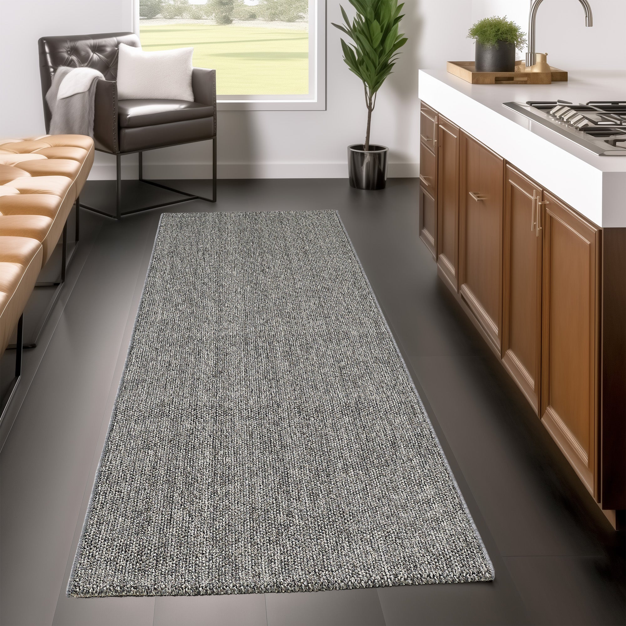 Lena 4300 grau geflochtener Weichflor Teppich
