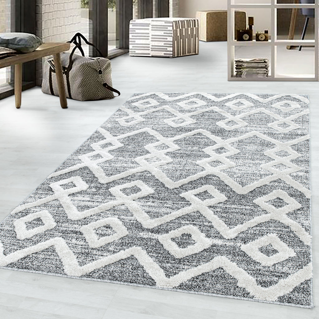 Palmira 4704 grau Teppich mit Hochtief Strukturen, Zeitlos und elegant