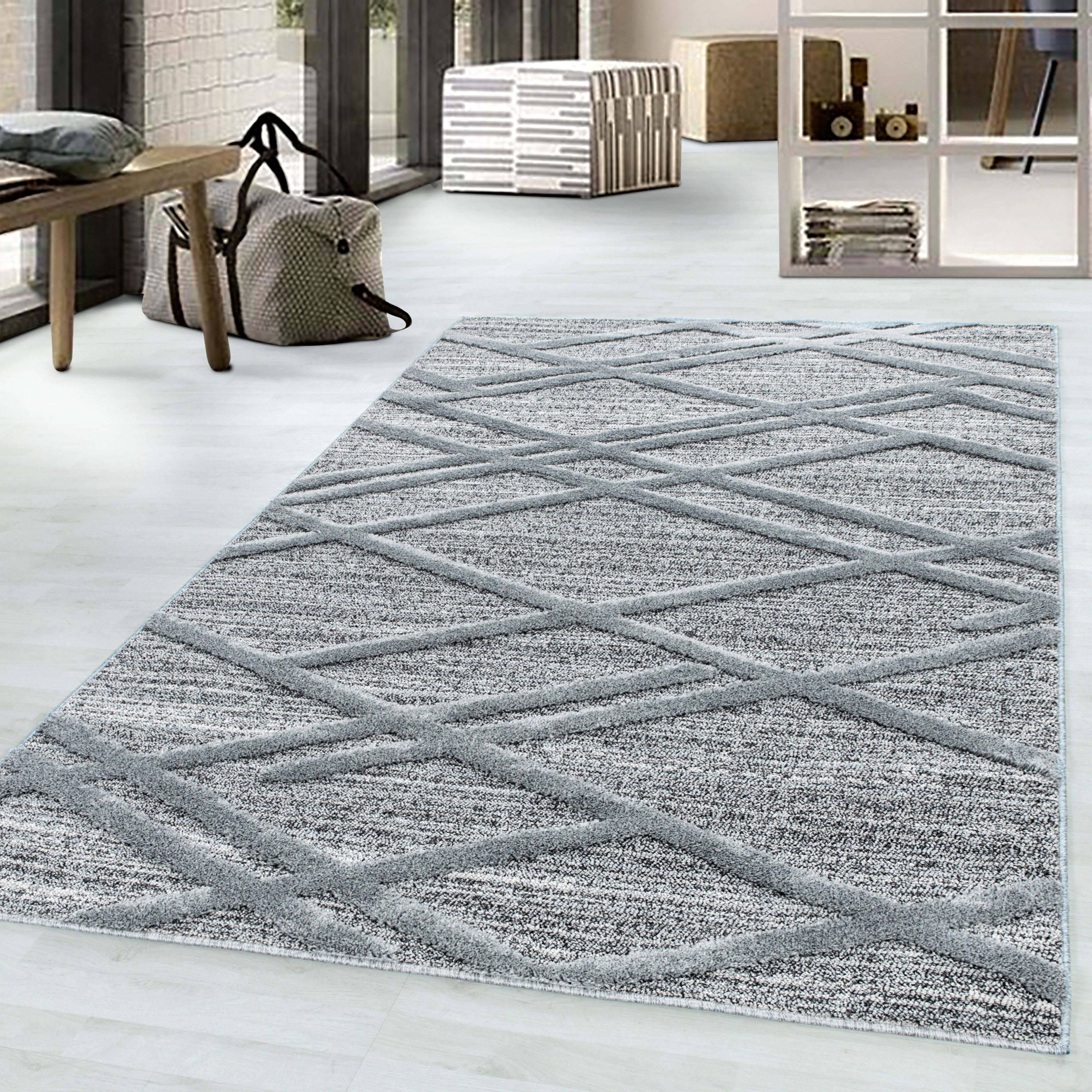 Palmira 4706 grau Teppich mit Hochtief Strukturen, Zeitlos und elegant