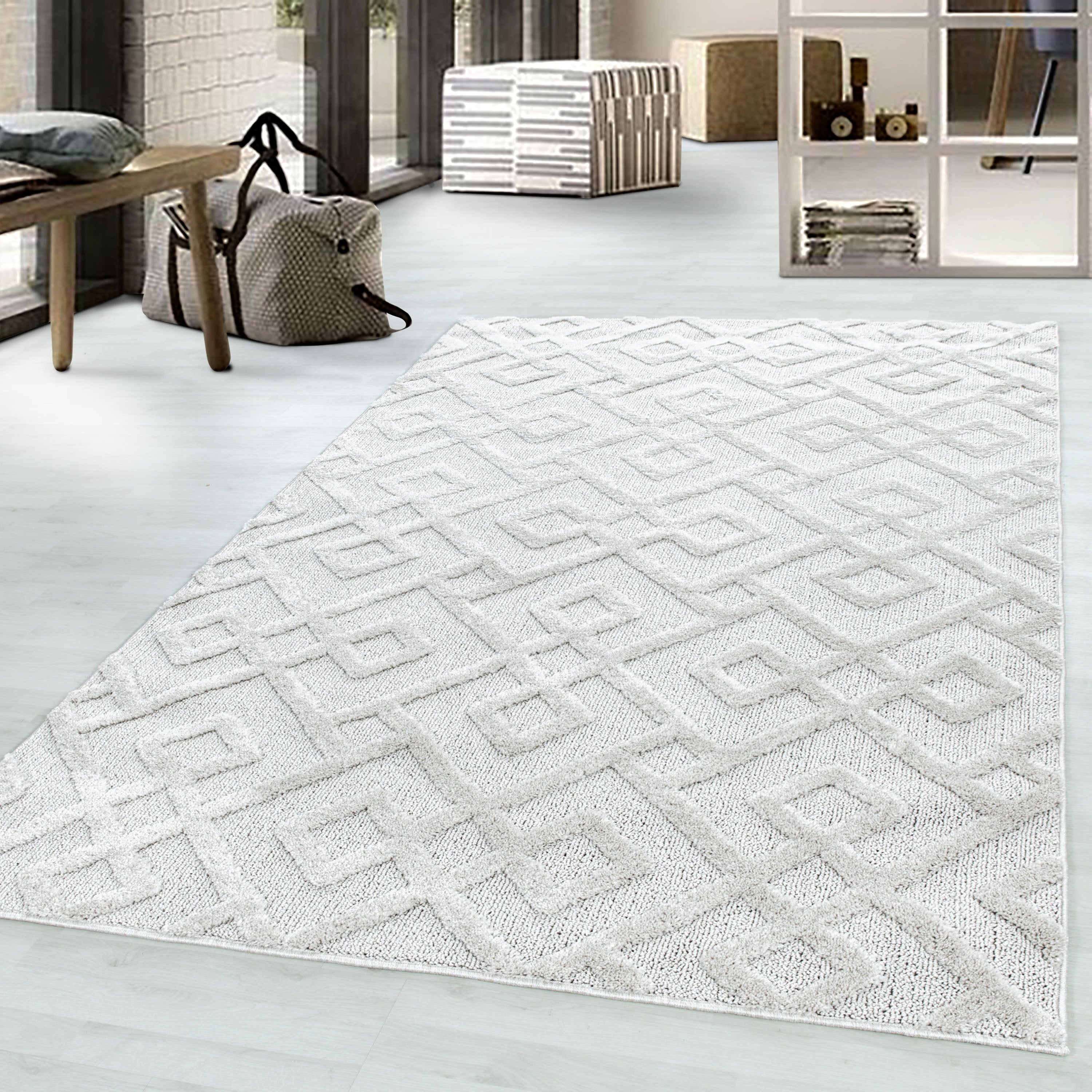 Palmira 4708 creme Teppich mit Hochtief Strukturen, Zeitlos und elegant