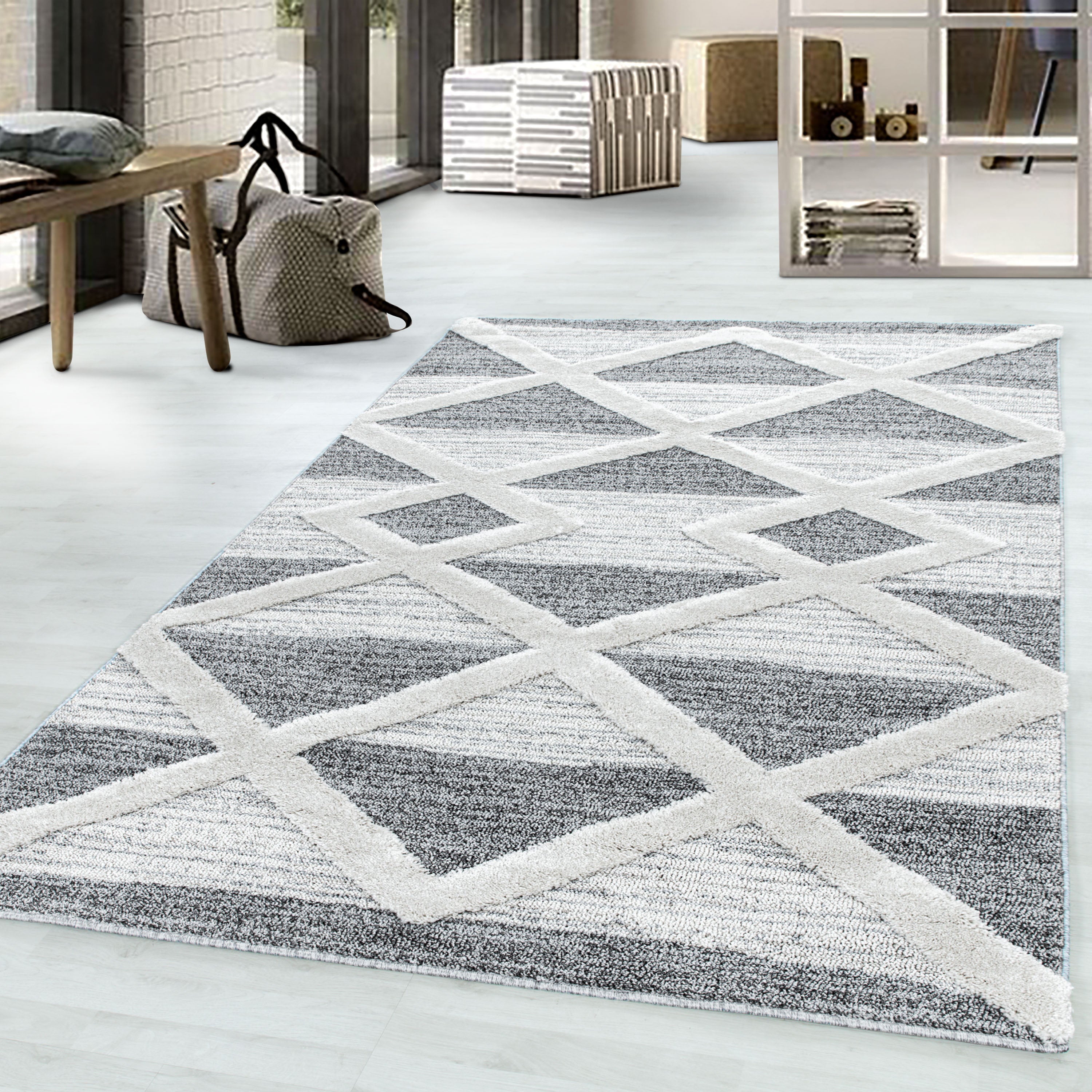 Palmira 4709 grau Teppich mit Hochtief Strukturen, Zeitlos und elegant