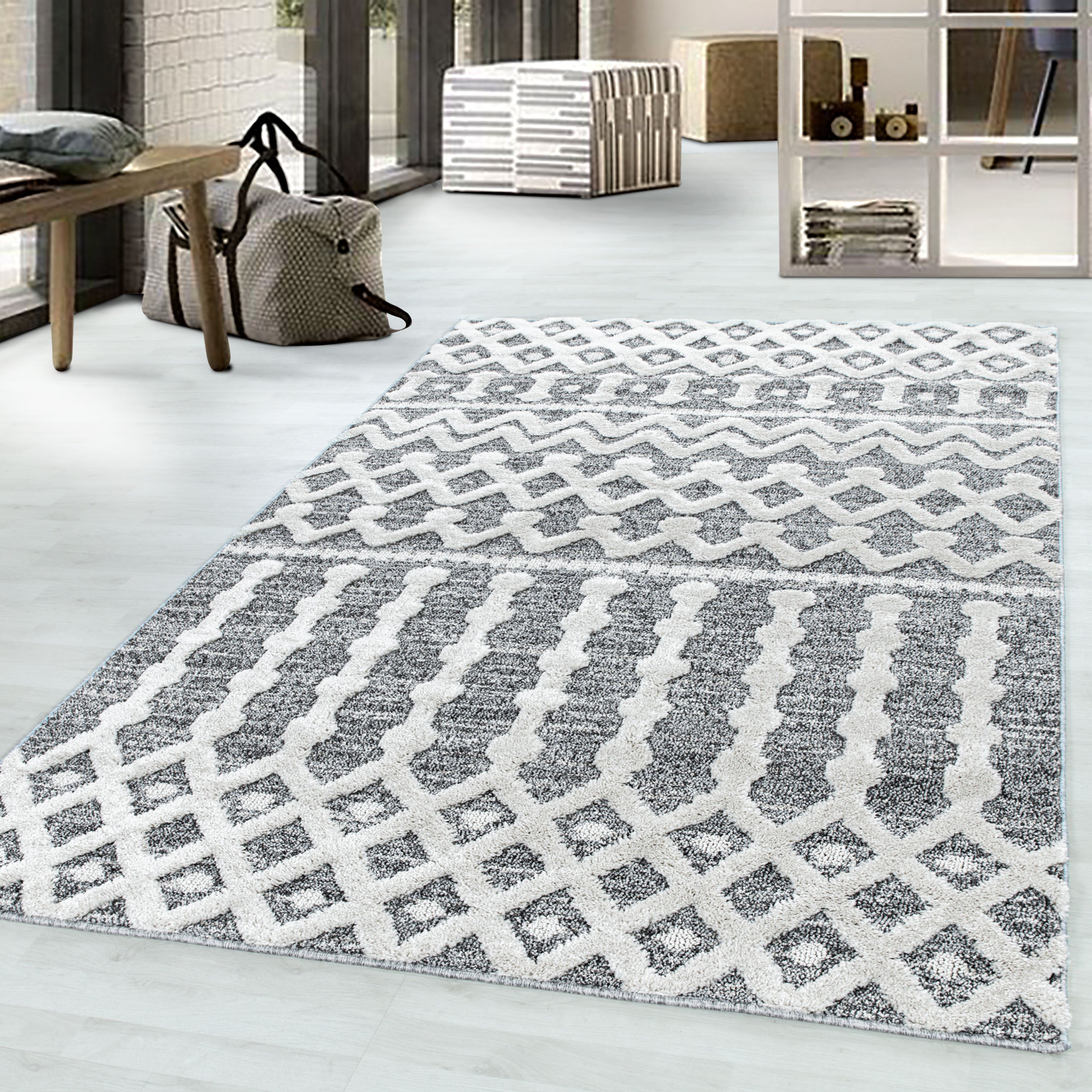 Palmira 4710 grau Teppich mit Hochtief Strukturen, Zeitlos und elegant