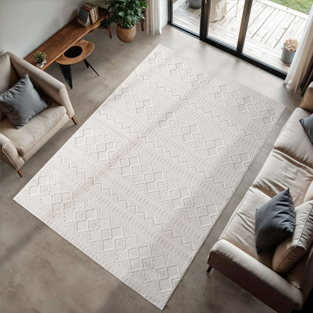 Desi 1652 creme Moderner Designer Teppich mit Hoch-Tief Strukturen