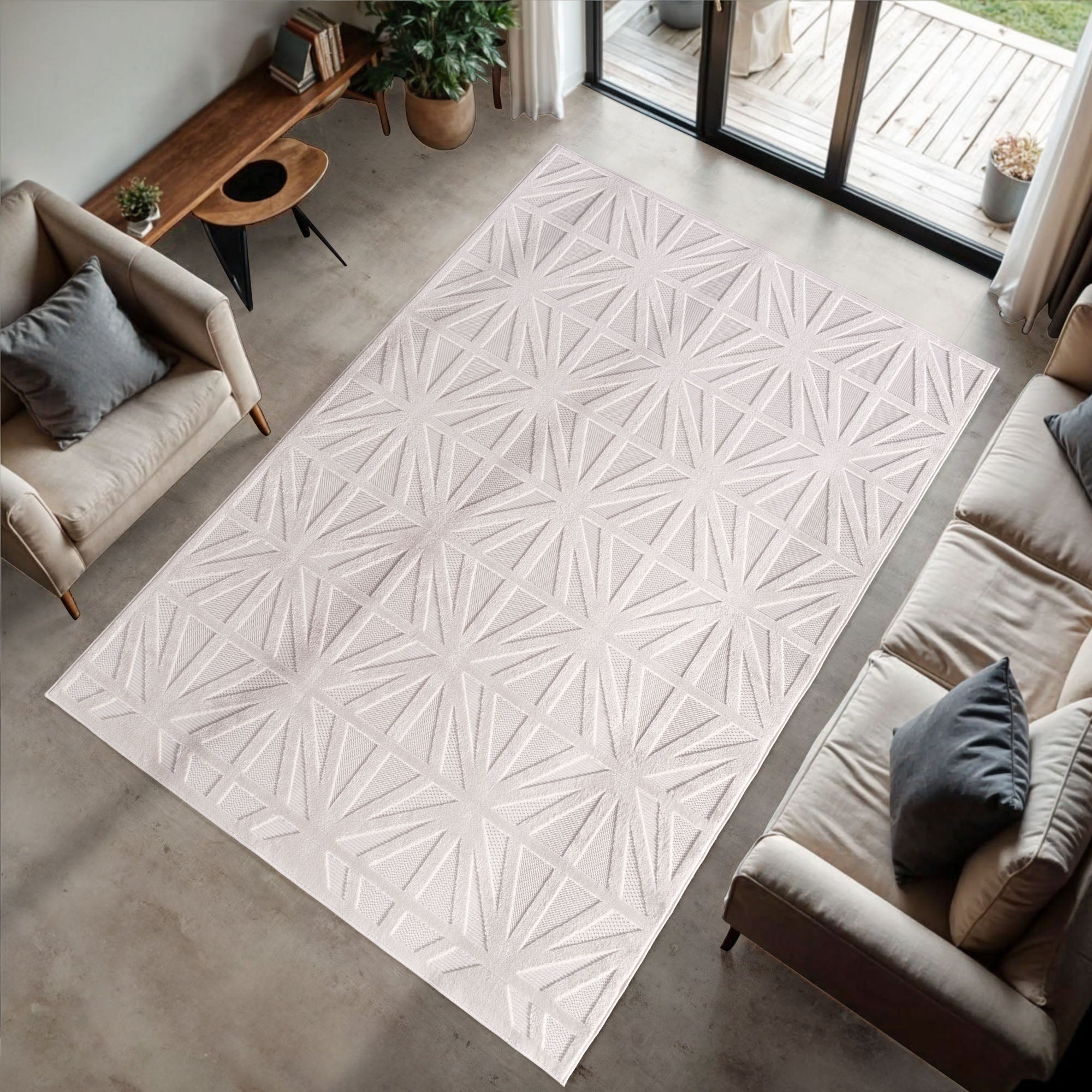 Desi 1655 creme Moderner Designer Teppich mit Hoch-Tief Strukturen