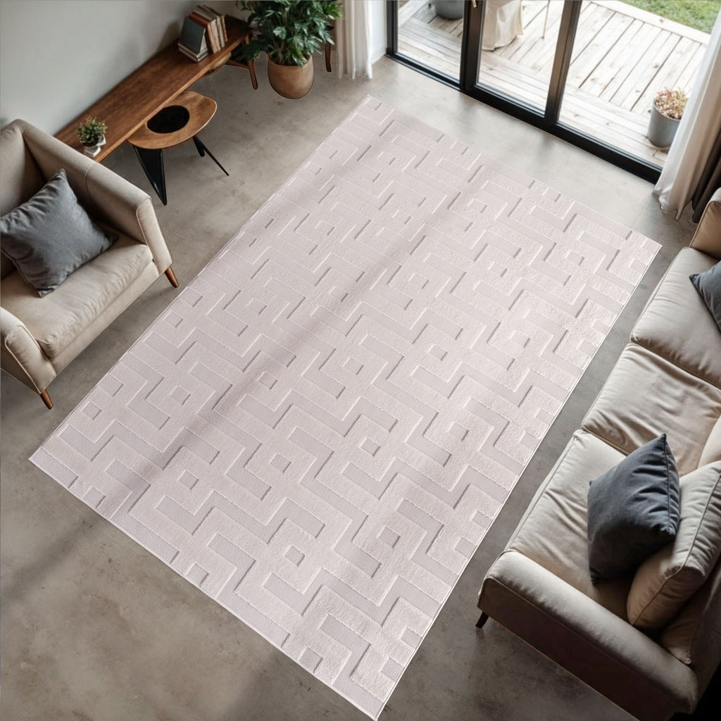 Desi 1656 creme Moderner Designer Teppich mit Hoch-Tief Strukturen