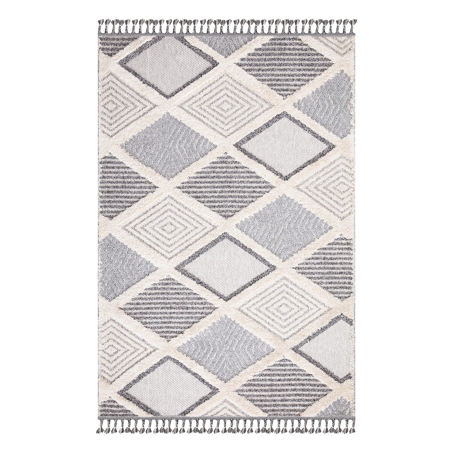 Valentina 731 creme-grau Boho-Chic Style mit eleganter Relief-Optik