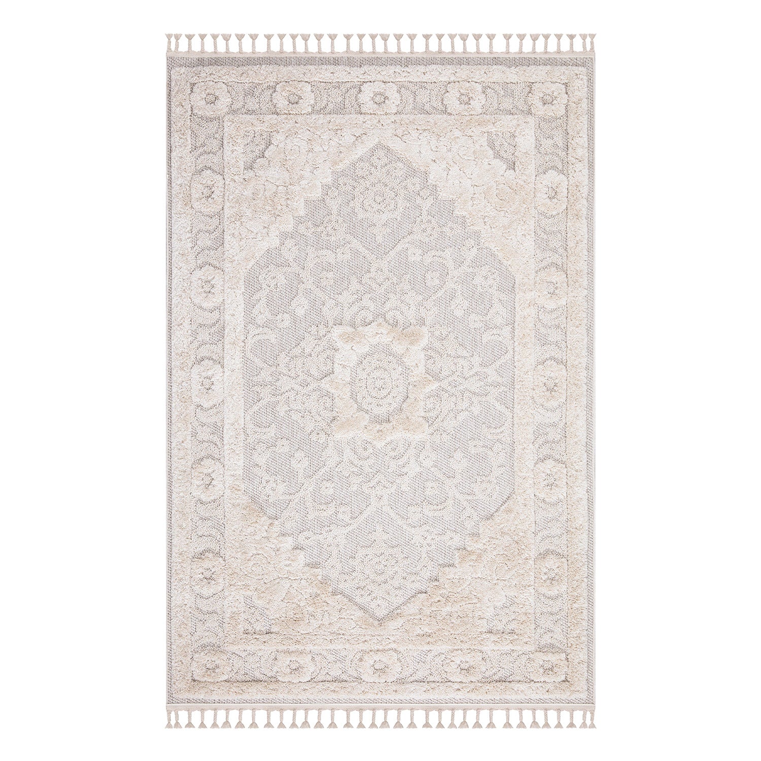 Valentina 732 creme-grau Boho-Chic Style mit eleganter Relief-Optik