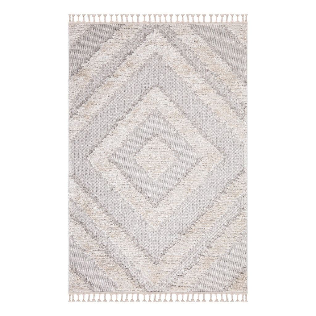 Valentina 813 creme-grau Boho-Chic Style mit eleganter Relief-Optik