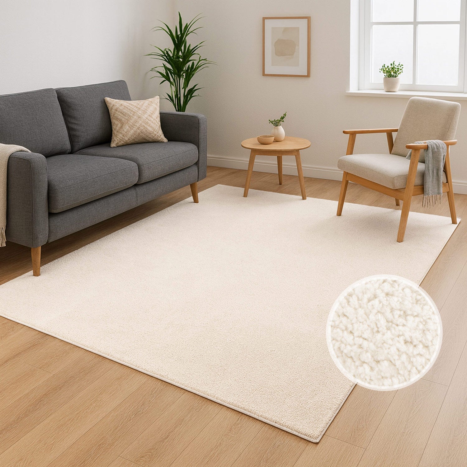 Lara 200 ivory, waschbarer Teppich, Soft-Touch-Flor