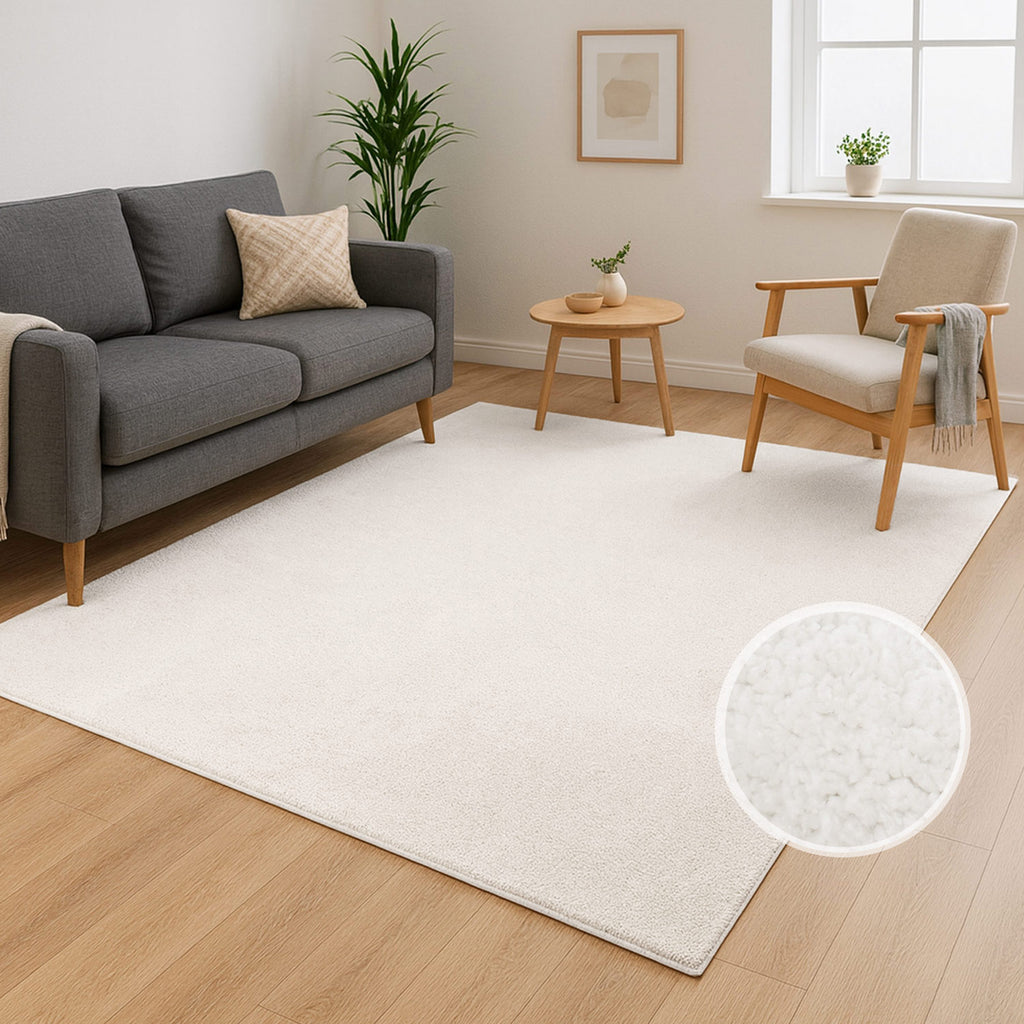 Lara 200 weiß, waschbarer Teppich, Soft-Touch-Flor